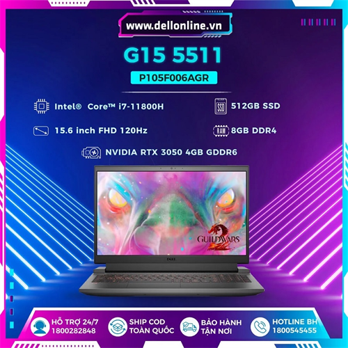 Laptop Dell Gaming G15 5511 i7 (P105F006AGR)